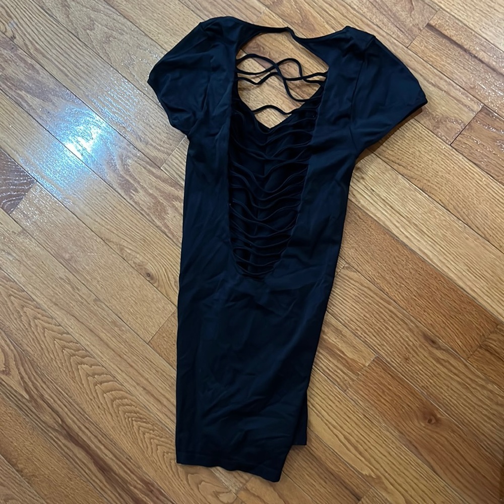 Club Wear Black V Back Mini Dress